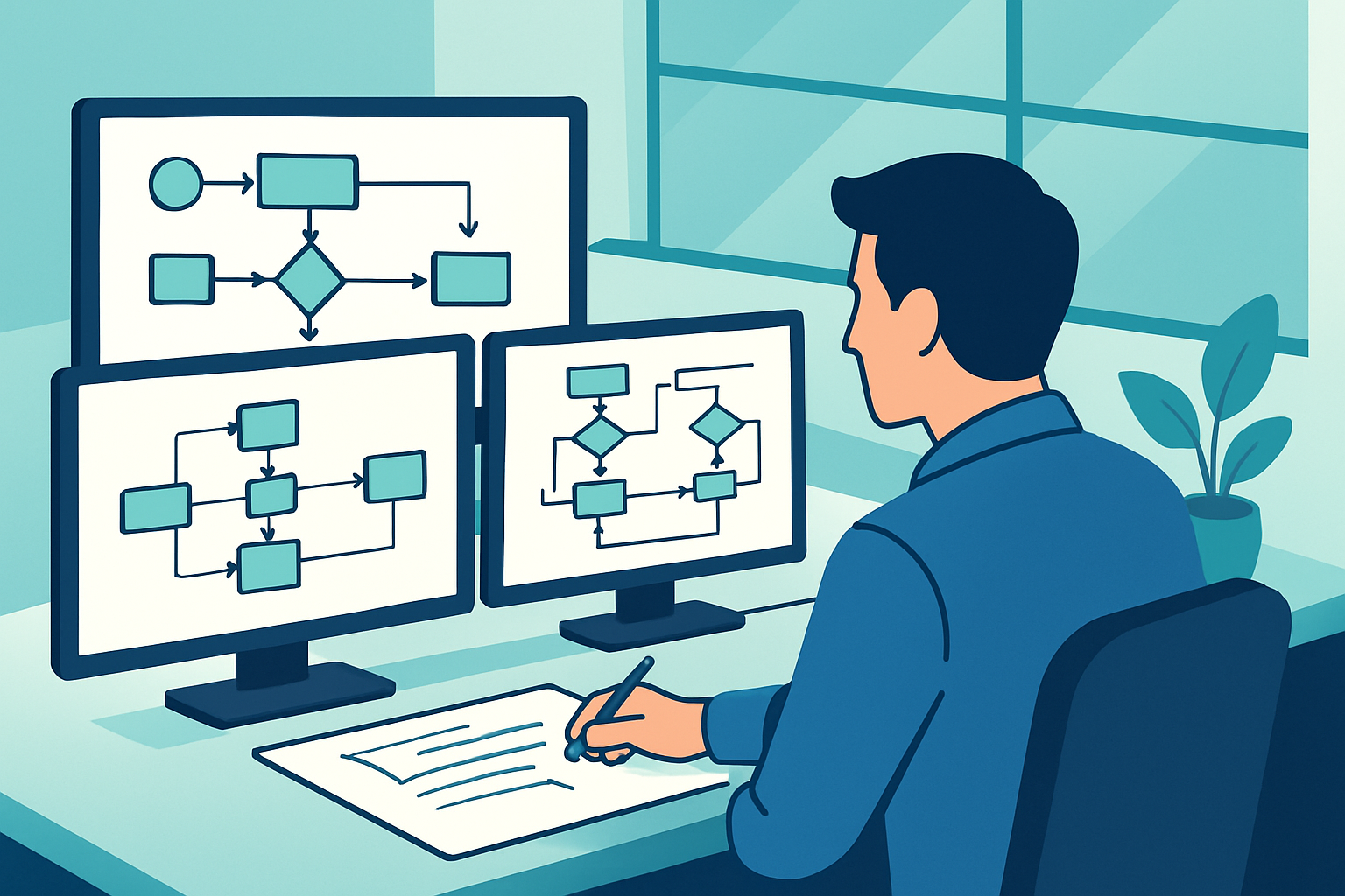 A control architect working on system architecture using advanced modeling and simulation tools.