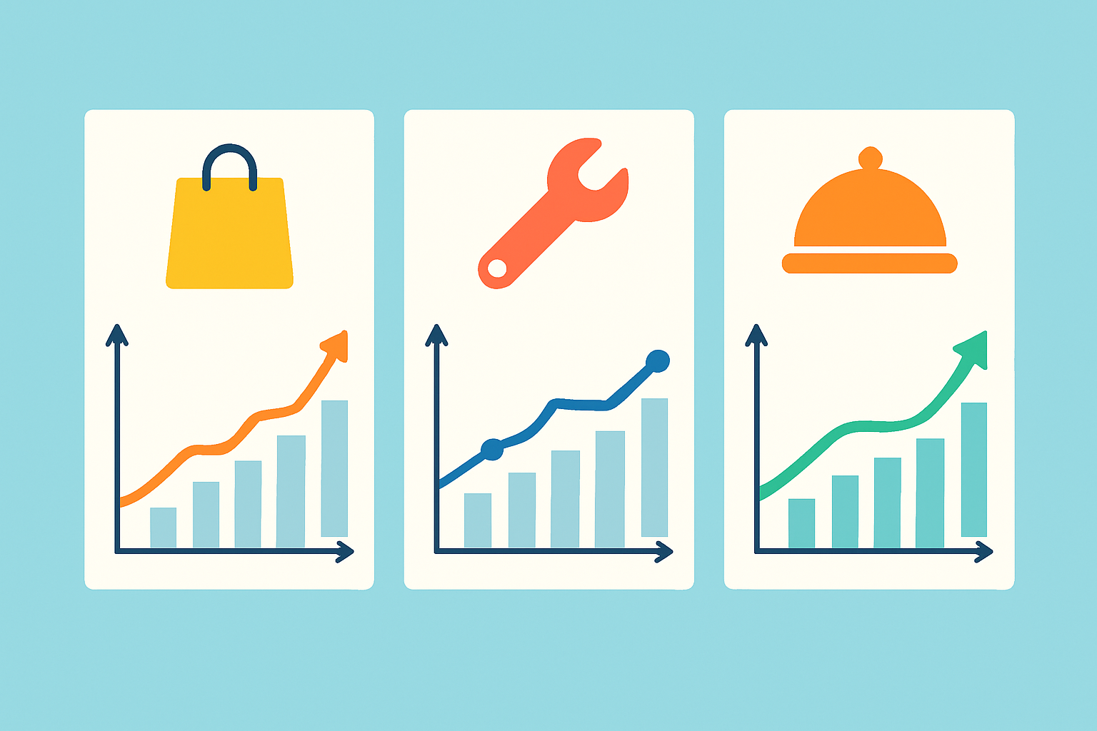 Graphical representation of SEO timelines and progress from multiple case studies across industries